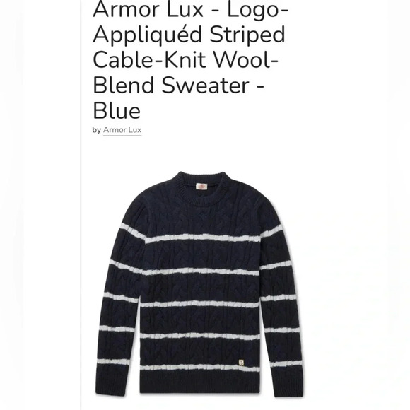 Armor Lux Wool Fisherman Sweater New Striped Sailor Prep Nautical - Picture 15 of 15